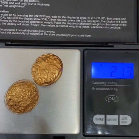 Vintage MONET Signed Gold-tone Ornate Concave Button Earrings - Picture 8 of 15